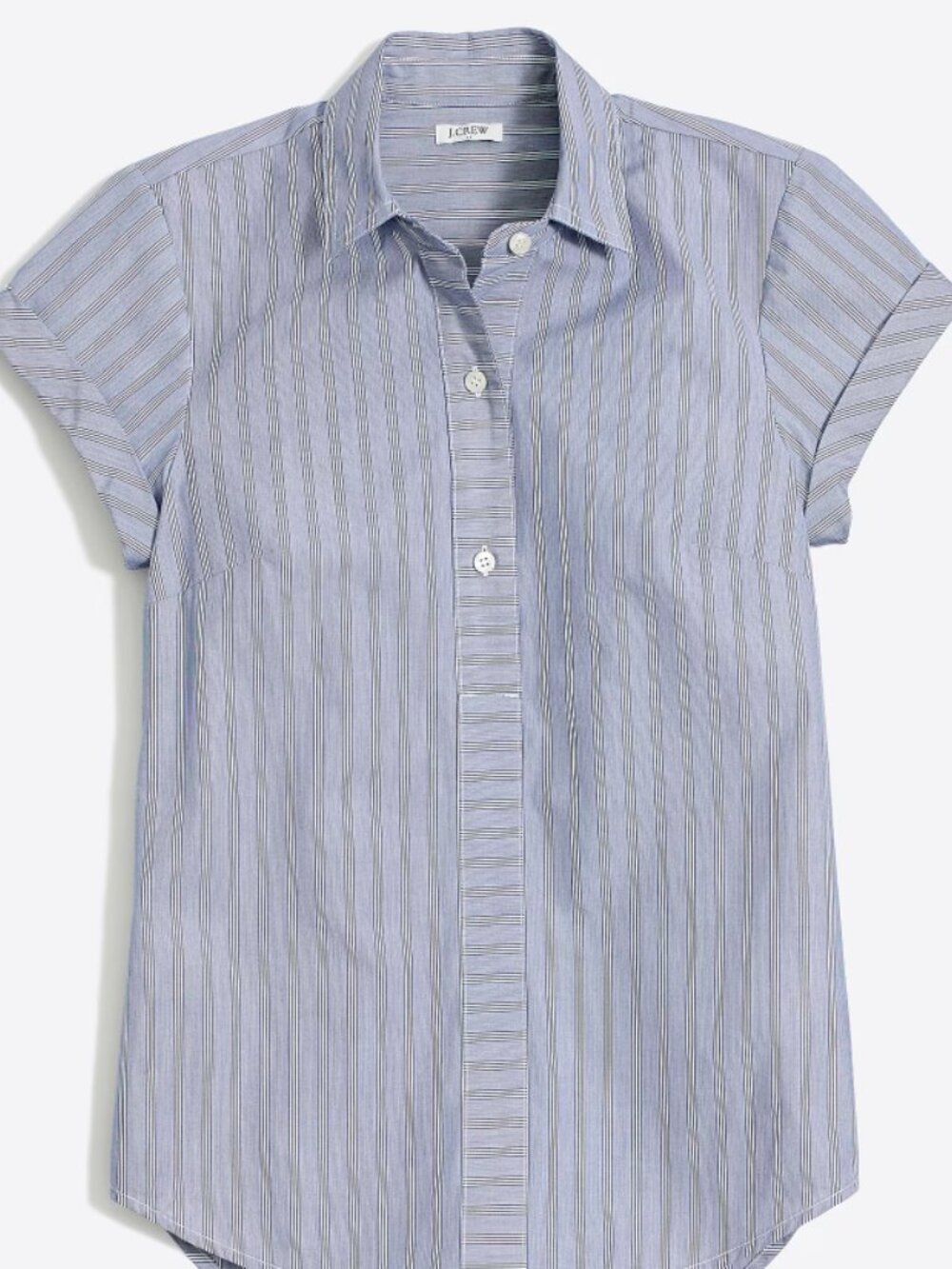 J.Crew Factory Blue & White Striped Short Sleeve Popover Blouse - Size S